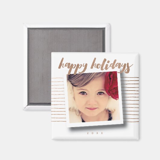 Bronze Prettige feestdagen met kerstfoto Magneet (Voorkant / Achterkant)