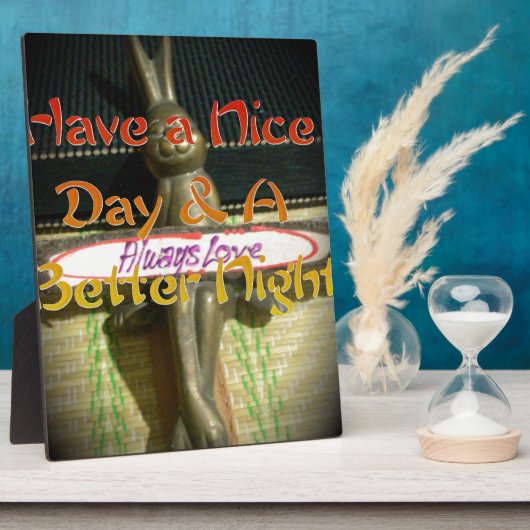 Bronze Rabbit Sculpture met Inspirerend quotes Fotoplaat (Zijkant)