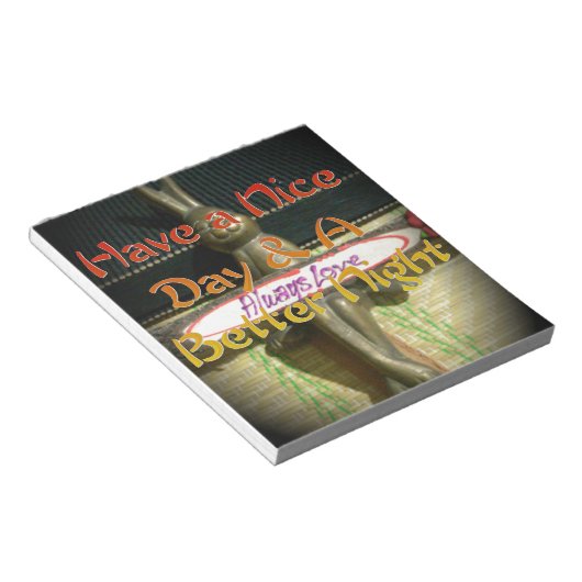 Bronze Rabbit Sculpture met Inspirerend quotes Notitieblok (Schuin)