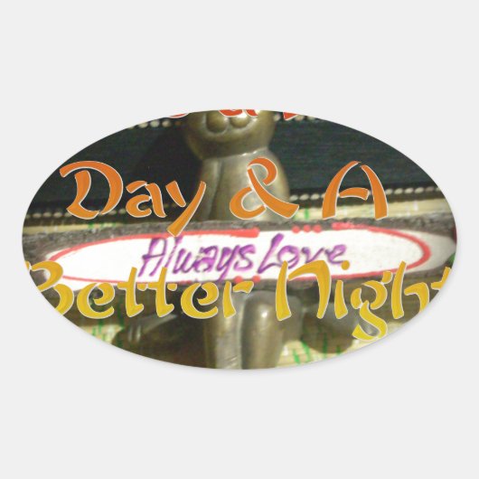 Bronze Rabbit Sculpture met Inspirerend quotes Ovale Sticker (Voorkant)