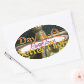 Bronze Rabbit Sculpture met Inspirerend quotes Ovale Sticker (Envelop)