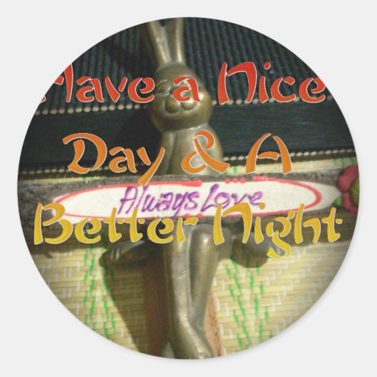 Bronze Rabbit Sculpture met Inspirerend quotes Ronde Sticker (Voorkant)