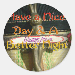 Bronze Rabbit Sculpture met Inspirerend quotes Ronde Sticker