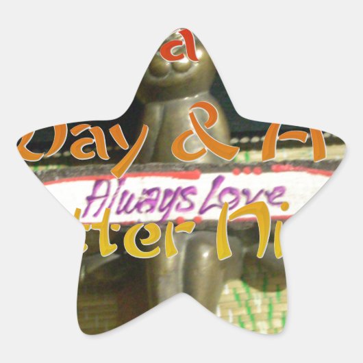 Bronze Rabbit Sculpture met Inspirerend quotes Ster Sticker (Voorkant)