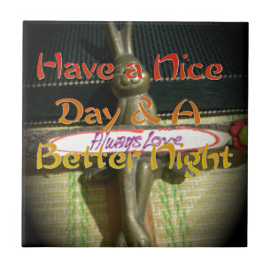 Bronze Rabbit Sculpture met Inspirerend quotes Tegeltje