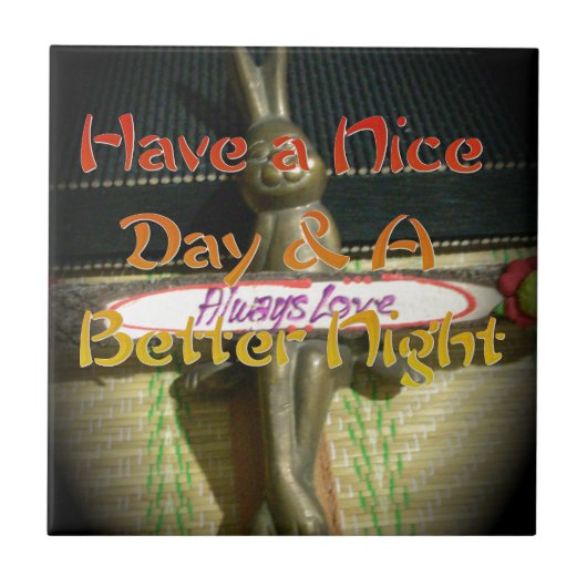 Bronze Rabbit Sculpture met Inspirerend quotes Tegeltje (Voorkant)