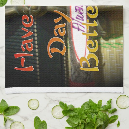 Bronze Rabbit Sculpture met Inspirerend quotes Theedoek (Gevouwen)