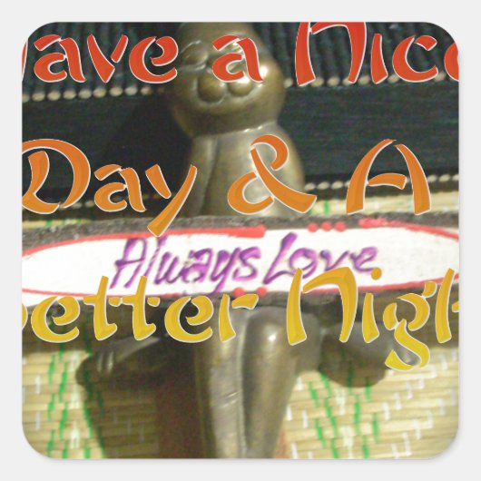 Bronze Rabbit Sculpture met Inspirerend quotes Vierkante Sticker (Voorkant)