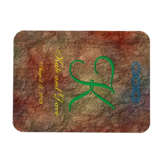 Bronze Red Texture Wedding Magneet (Horizontaal)