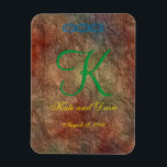 Bronze Red Texture Wedding Magneet<br><div class="desc">Bronze Red textuur 3d Monogram</div>
