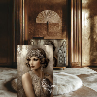 Bronze Roar, Gatsby Flapper Glamour Portret Tissuepapier
