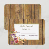 Bronze Roos Warm Wood Weddenschap RSVP Kaartje (Voorkant / Achterkant)