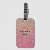 Bronze Roze Nep Glitter Bagagelabel (Voorkant (verticaal))