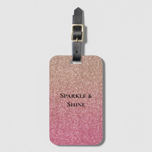 Bronze Roze Nep Glitter Bagagelabel (Voorkant (verticaal))