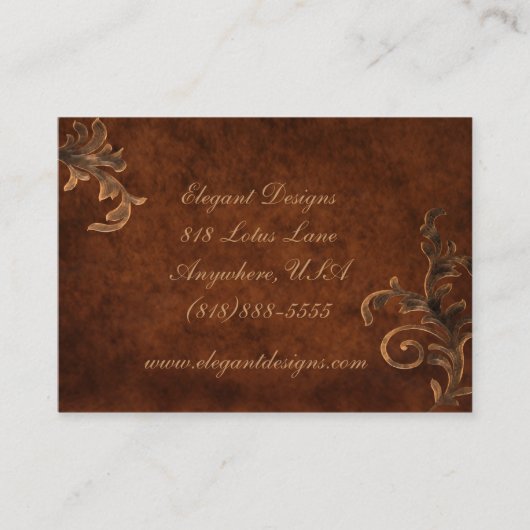 Bronze Scroll Leaf Elegant Visitekaartje (Voorkant)