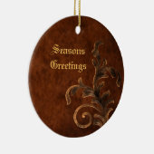 Bronze Scroll Leaf Holiday kerstversiering Keramisch Ornament (Rechts)