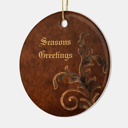 Bronze Scroll Leaf Holiday kerstversiering Keramisch Ornament (Links)