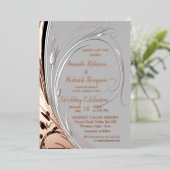 Bronze Silver abstracte folie decor Folie Uitnodiging (Staand Voorkant)