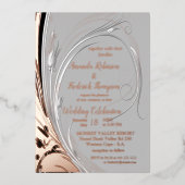 Bronze Silver en zwart abstract Folie Uitnodiging (Voorkant)