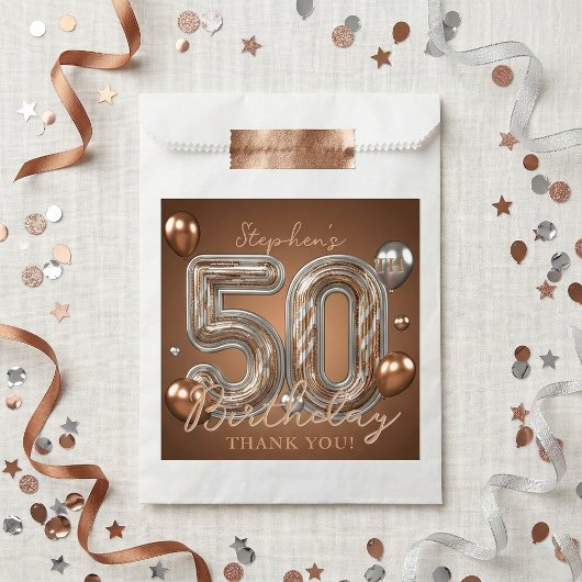 Bronze Silver Metallic 50th Birthday Thank You Bedankzakje