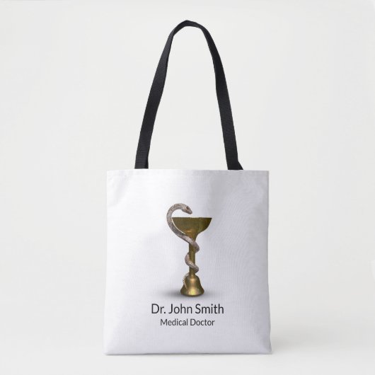 Bronze Snake Bowl Hygieia Medical White Caduceus Tote Bag (Voorkant)