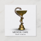 Bronze Snake Bowl Hygieia Medical White Caduceus Vierkante Visitekaartje (Voorkant)