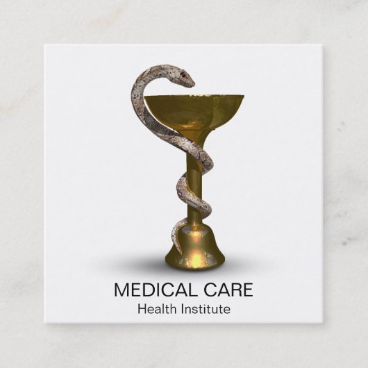 Bronze Snake Bowl Hygieia Medical White Caduceus Vierkante Visitekaartje (Voorkant)
