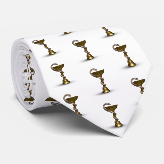 Bronze Snake Bowl Hygieia White Caduceus Medical Stropdas (Opgerold)