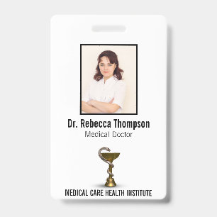 Bronze Snake Bowl Medical Hygieia White Foto ID Badge
