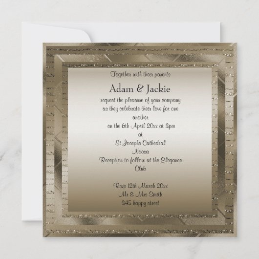 BRONZE SPARKLE LAYERED ELEGANT WEDING KAART (Achterkant)