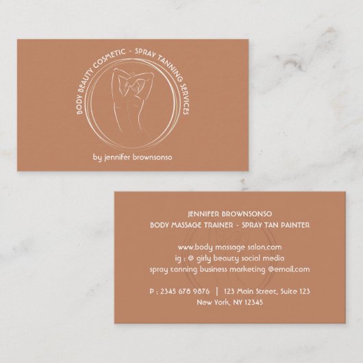Bronze Spray Tan Body Sculpting Contouren Visitekaartje (Voorkant / Achterkant)