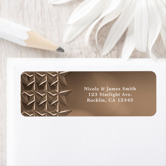 Bronze Stars & Elegant Bokeh Lights Uitnodiging Etiket (Insitu)