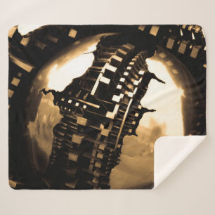 Bronze Steampunk Sculpture Sherpa Deken