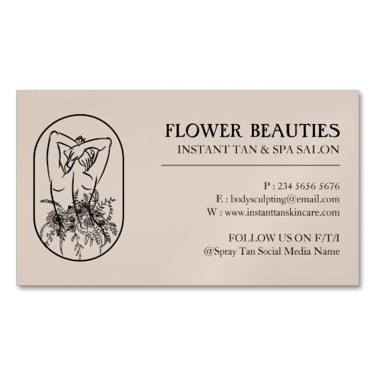 Bronze Tan Beauty Feminine Woman Body Magnetisch Visitekaartje (Voorkant)