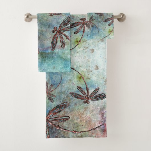 Bronze Tipped Dragonflies Magical Sky Bad Handdoek (Insitu)