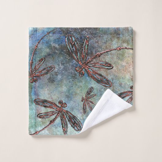 Bronze Tipped Dragonflies Magical Sky Bad Handdoek (Wasdoekje)