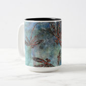 Bronze Tipped Dragonflies Magical Sky Tweekleurige Koffiemok (Voorkant links)
