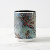 Bronze Tipped Dragonflies Magical Sky Tweekleurige Koffiemok (Center)