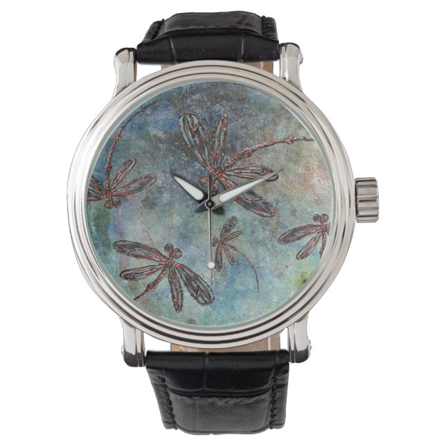 Bronze Tipped Dragonflies op een Magic Sky. Horloge (Voorkant)