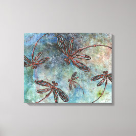 Bronze Tipped Dragonflies op een magische hemel Canvas Afdruk