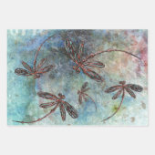 Bronze Tipped Dragonflies op een magische hemel Inpakpapier Vel (Voorkant 3)