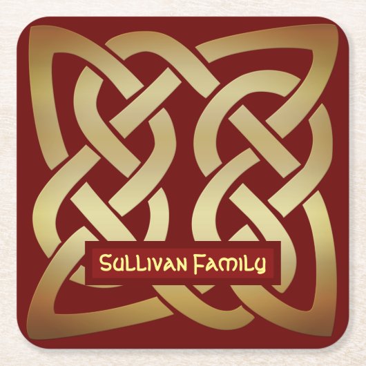 Bronze Tone Celtic Knot Kartonnen Onderzetters (Voorkant)