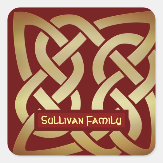 Bronze Tone Celtic Knot Vierkante Sticker (Voorkant)