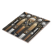 Bronze tone en Silver Tone Art Nouveau Tegeltje (Zijkant)