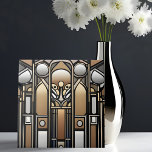Bronze tone en Silver Tone Art Nouveau Tegeltje<br><div class="desc">Geometrische vormen en bogen combineren met meer organische vormen in deze hedendaagse kunst geïnspireerd door de beweging Art Nouveau. De metalen brons en zilveren blik zijn een digitaal effect. Deze kunst was voorzien van AI.</div>