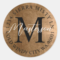Bronze Tones Elegant Return Address Monogram
