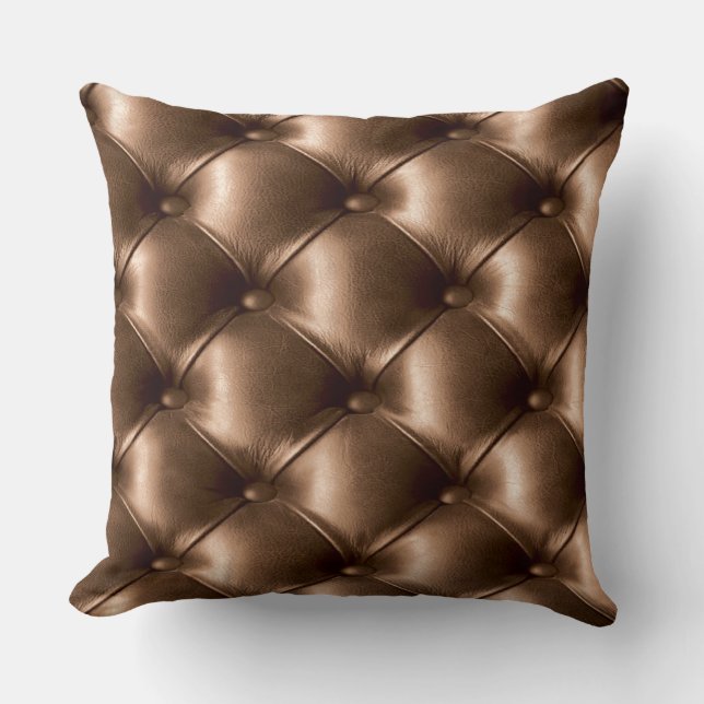 Bronze Tufed Leather Print Pillow Kussen (Voorkant)