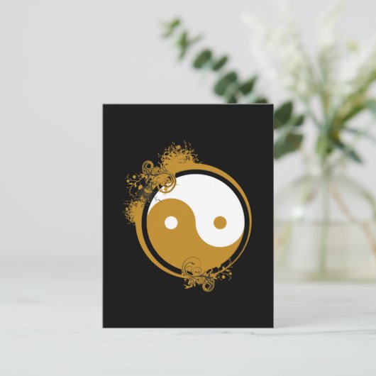 Bronze Yin Yang Briefkaart (Staand voorkant)