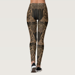 Bronze, zwart, art deco, art nouveau, floral, patr leggings