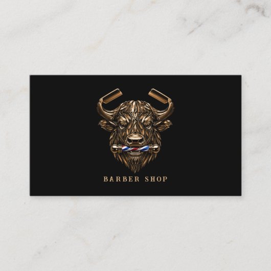 BronzeBuffalo Scheermes Kapperszaak Logo Kapper Visitekaartje (Voorkant)